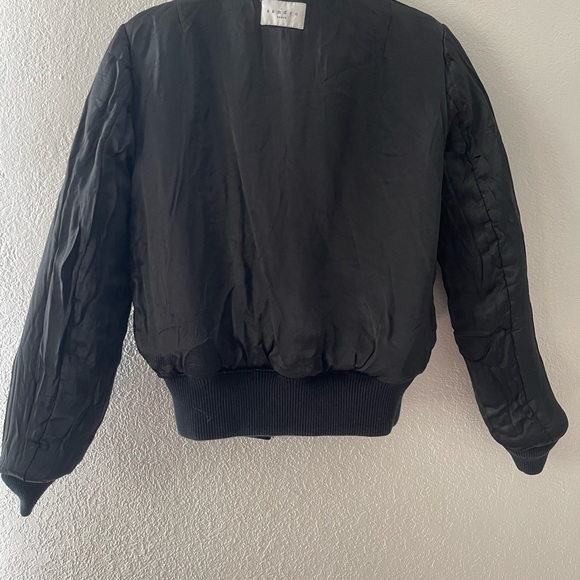 Sandro Black Bomber Jacket Varsity Size Small Wool/ Cashmere - Picture 10 of 10